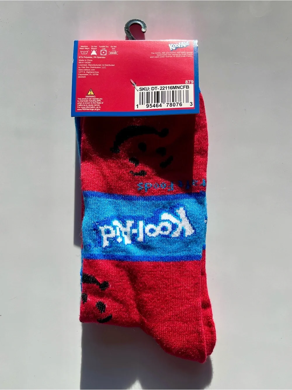 Kool-Aid Crew Socks - Red/Blue Funny Novelty Unisex Socks - Sz. M 6-12 / W 8-14